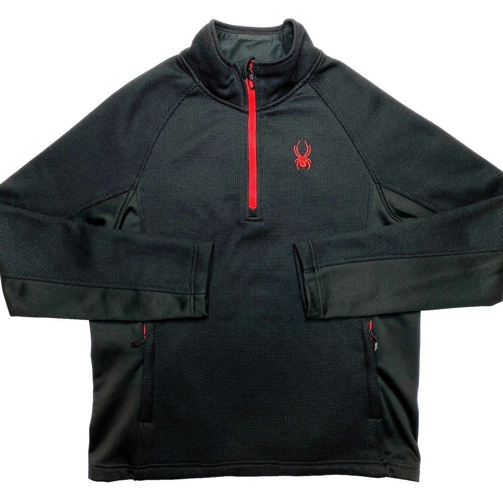 Spyder Jacket Mens Medium Black Red Out bound Sweatshirt Pullover 1/4 Zip Core